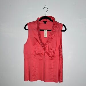 Ann Taylor Pink Sleeveless Ruffle Blouse